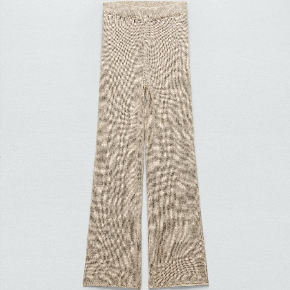 Beige linen blend knit Zara pants